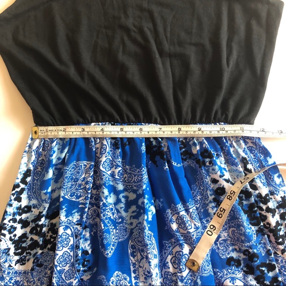 Blue Animal Print V-Neck Tank Top Maxi Dress - Picture 3 of 6